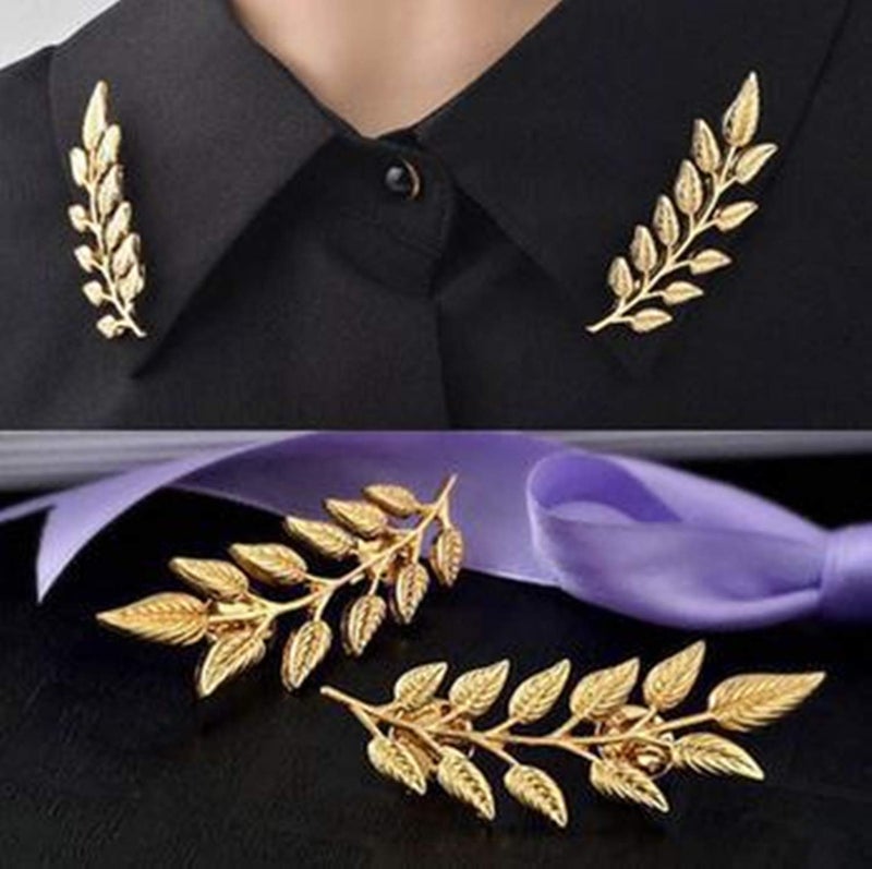 YouU TFYU 4 Pcs Deer Head Double Link Chains, Gold Stud, Retro Hollow Pattern and Angle Triangle Tassels Collar Pins Brooch Clip Pin Brooches Shirt Collar Decoration Parts with Free Box - Image 4